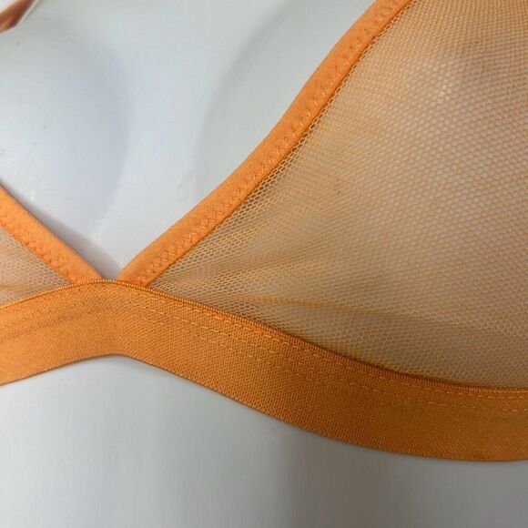 Skin Sm Odelyn Triangle Bra‎ Orange Strappy Back Adjustable Sheer Cotton NWT $78 - Picture 4 of 9